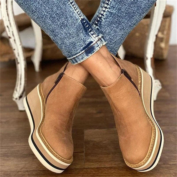 MAXINE | WEDGE ANKLE BOOTS WITH SIDE ZIP
