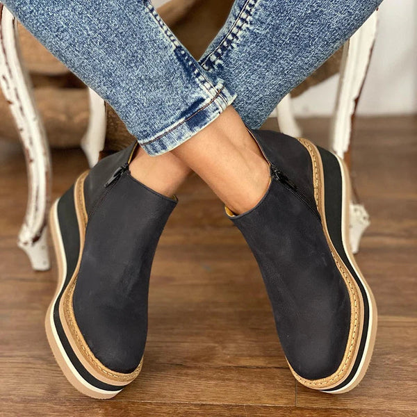 MAXINE | WEDGE ANKLE BOOTS WITH SIDE ZIP