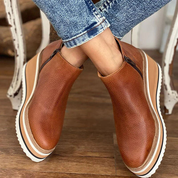 MAXINE | WEDGE ANKLE BOOTS WITH SIDE ZIP