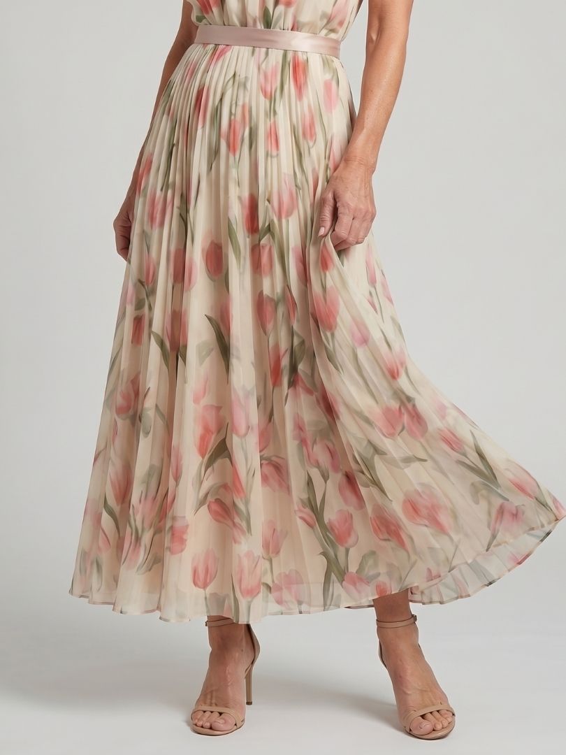 AURELLE | HALTER NECK FLORAL MIDI DRESS