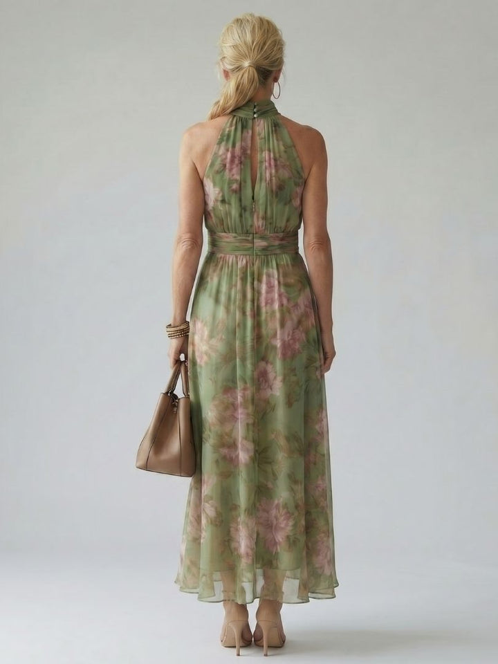 MIRELLE | GATHERED HALTER MIDI DRESS