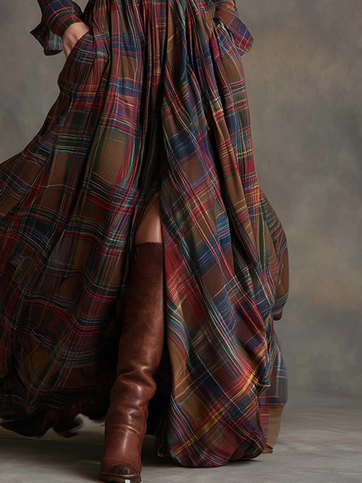 ISABEL | PLAID BELTED MAXI DRESS