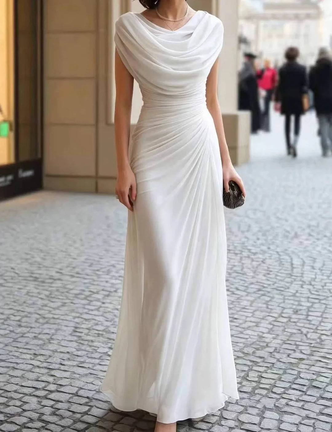 ROSAMUND | RUFFLE-COLLAR EMPIRE MAXI DRESS