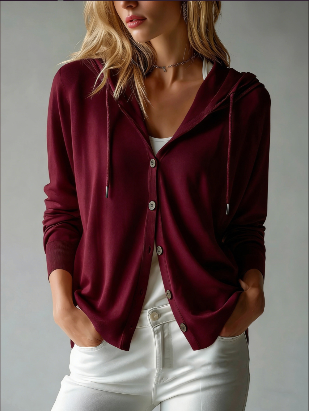 ELEANOR | BURGUNDY HOODED CARDIGAN