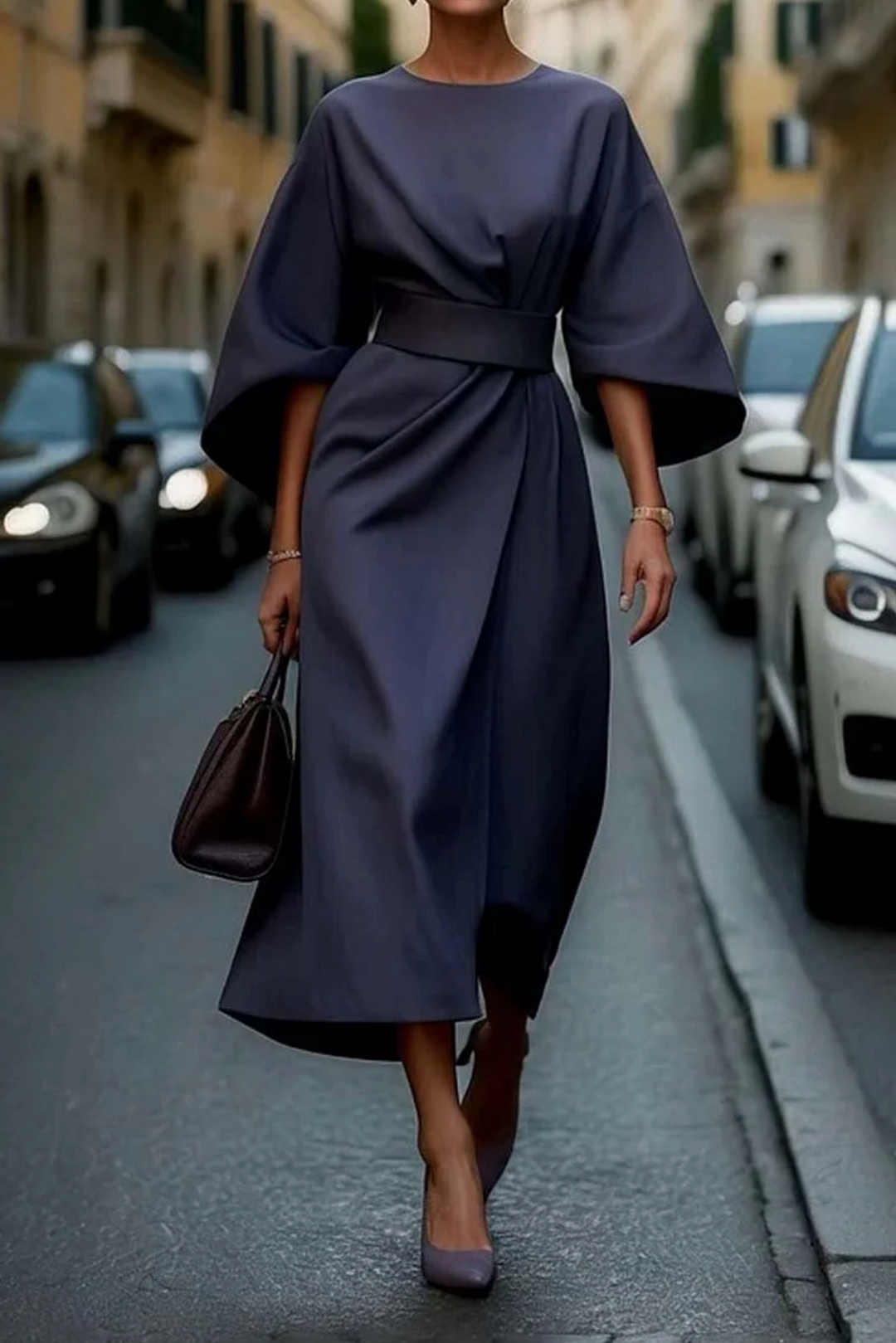 LILLIAN | ELEGANTES KLEID MIT LATERENÄRMELN UND GÜRTEL