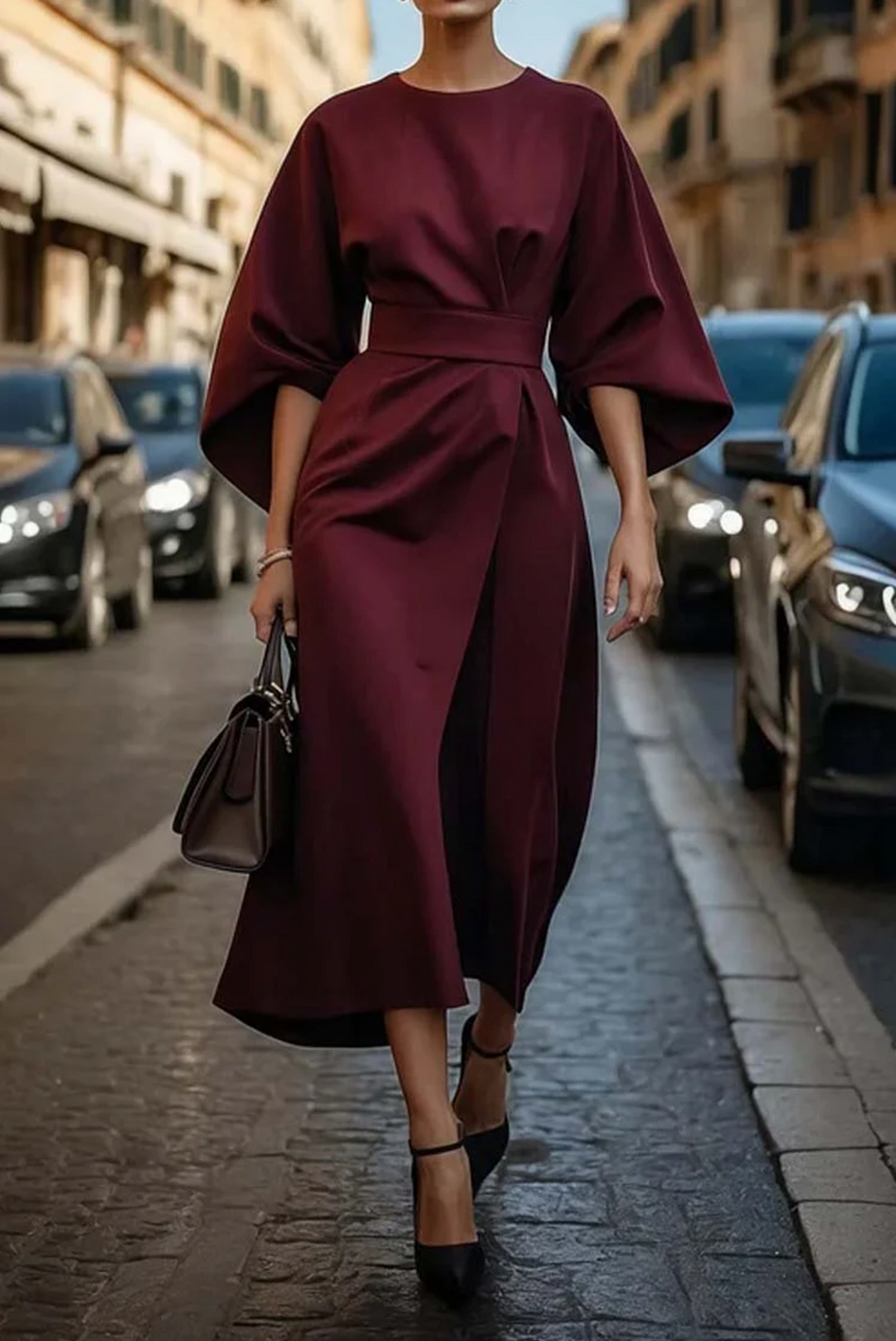 LILLIAN | ELEGANTES KLEID MIT LATERENÄRMELN UND GÜRTEL