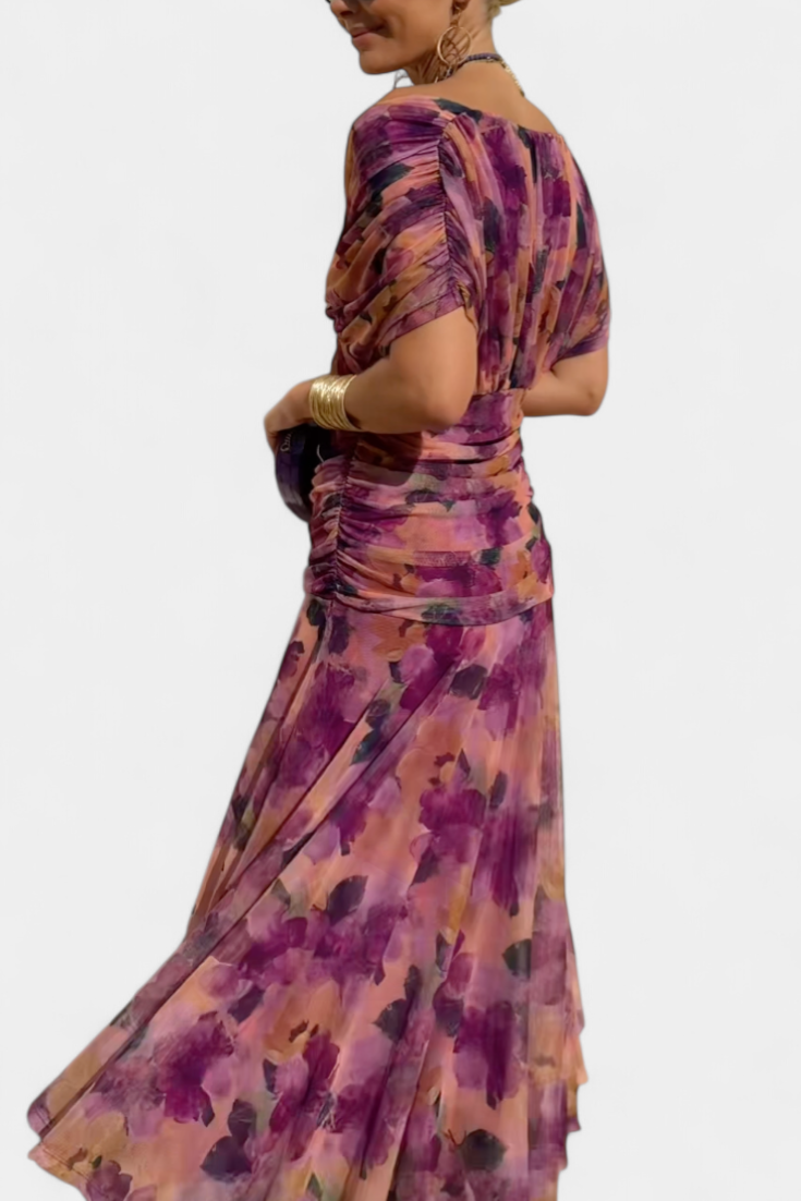 ROSALIE | LONG FLORAL V-NECK DRESS
