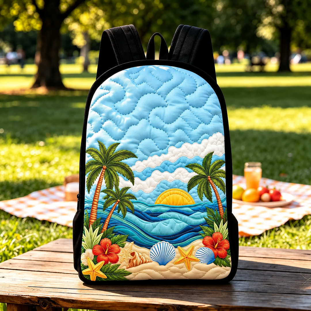 MARINA | TROPICAL COASTAL BEACH & SEASHELL PRINTED BACKPACK