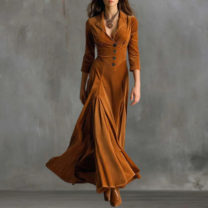 AUDREY | ELEGANT FLOWING BUTTON MAXI DRESS