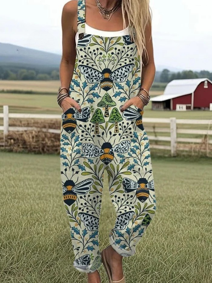 DAISY | WOMEN'S SUMMER DUNGAREES WITH PLAYFUL PRINT
