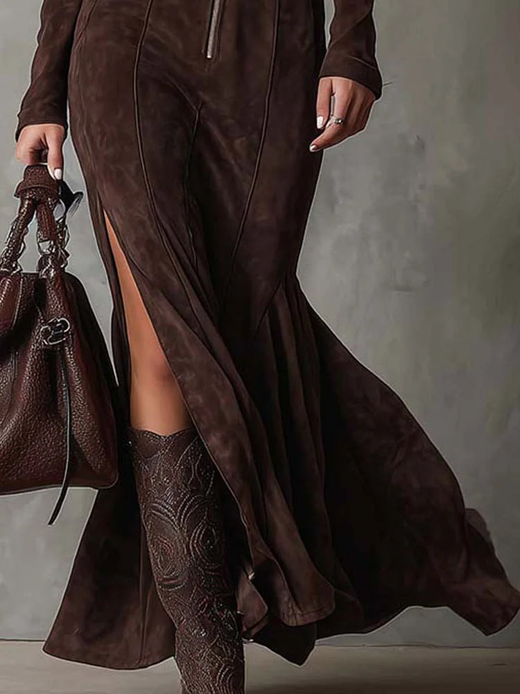 CHELSEA | VINTAGE BELTED MAXI DRESS