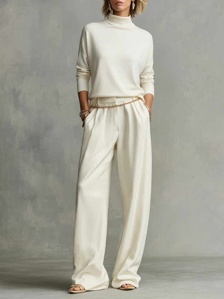 ROSIE | SOFT TURTLENECK TOP AND FLOWING WIDE LEG PANTS SET