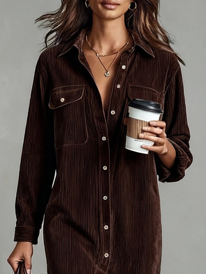 CALISTA | SOFT-TOUCH BUTTON-DOWN MIDI DRESS