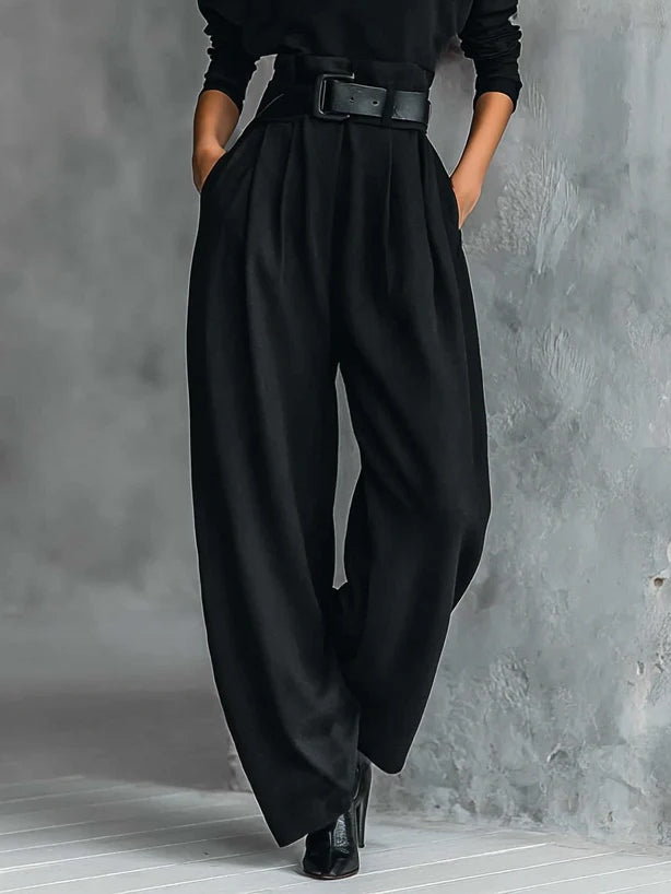 ISLA | ALL BLACK TURTLENECK TOP AND STRAIGHT LEG PANTS SET
