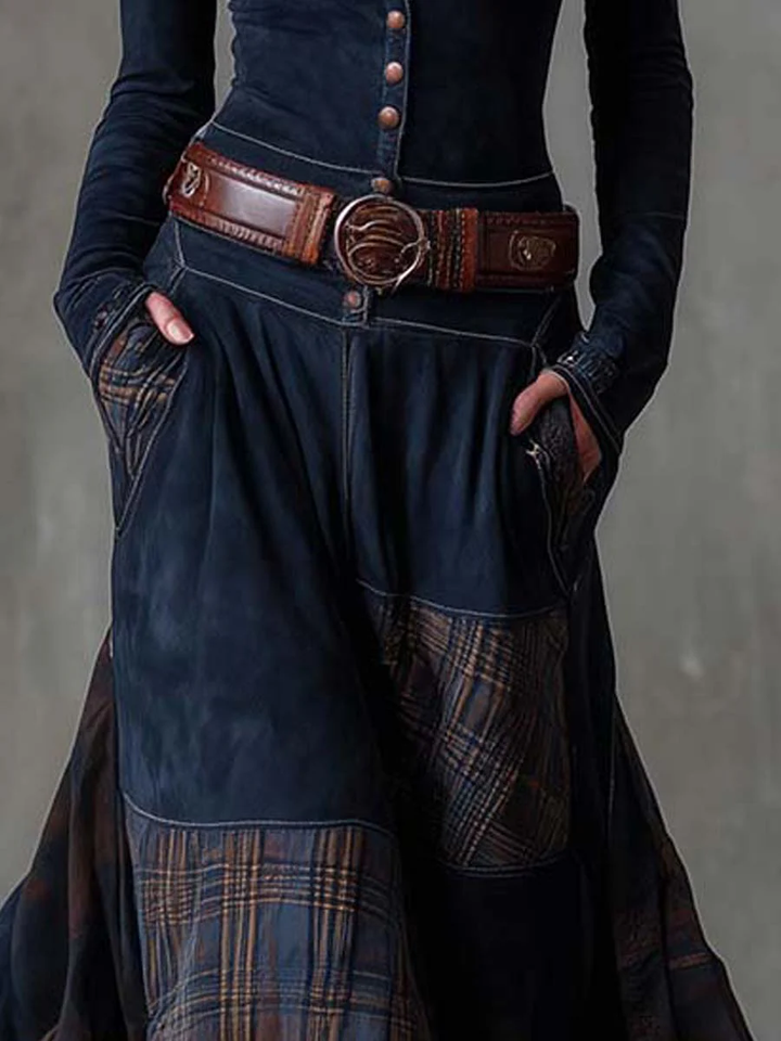 ANNALISE | BUTTONED PLAID MAXI DRESS