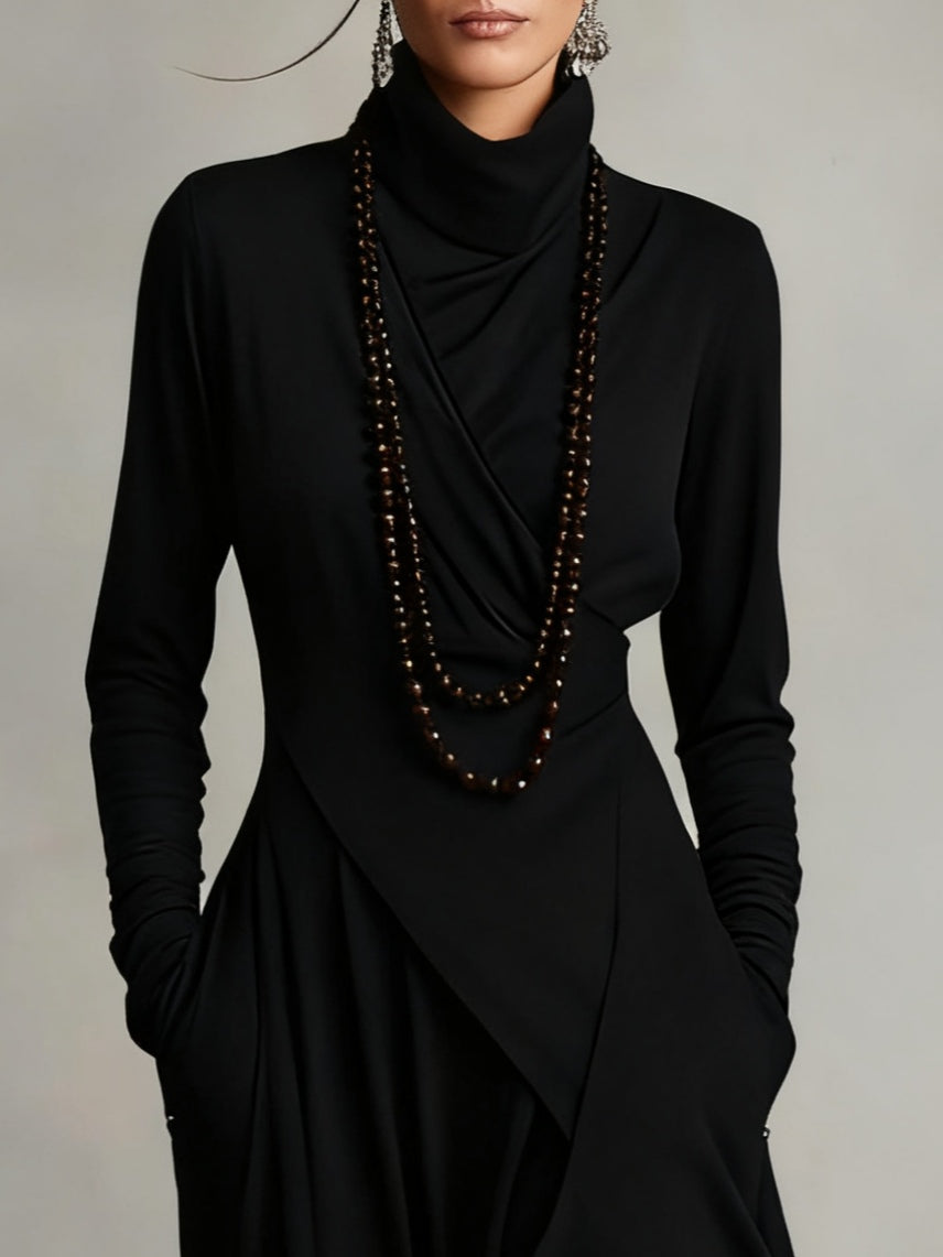 VIVIENNE | ASYMMETRICAL HIGH-NECK MAXI DRESS