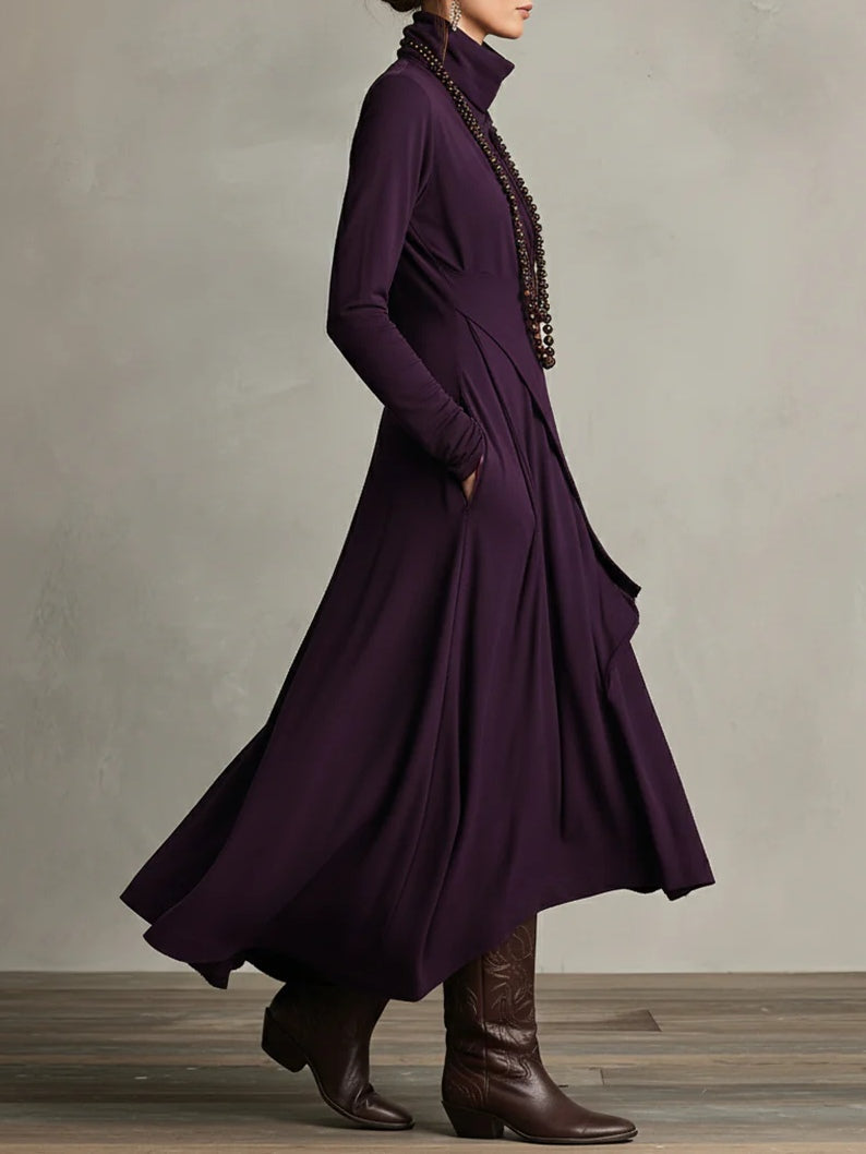 VIVIENNE | ASYMMETRICAL HIGH-NECK MAXI DRESS