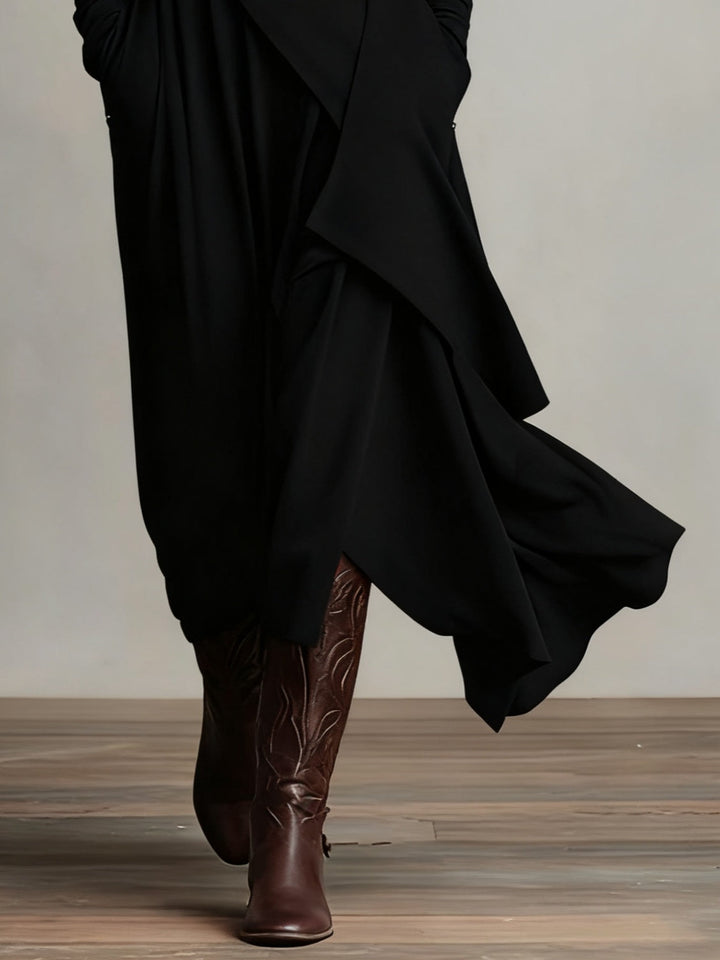 VIVIENNE | ASYMMETRICAL HIGH-NECK MAXI DRESS