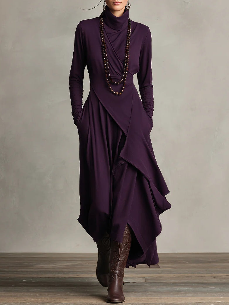 VIVIENNE | ASYMMETRICAL HIGH-NECK MAXI DRESS
