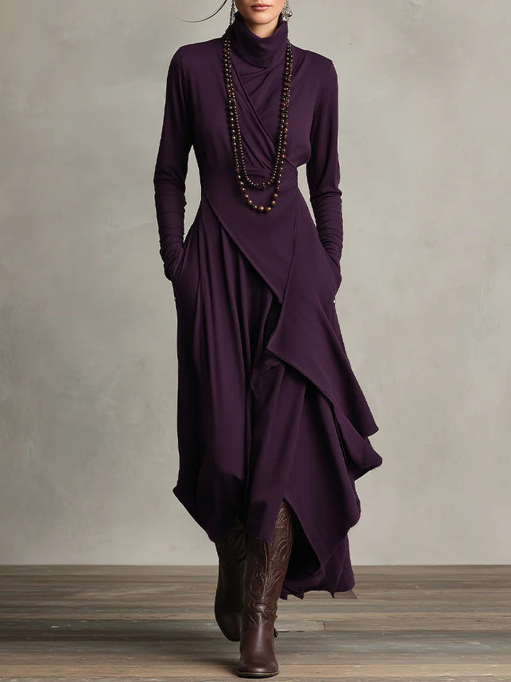 VIVIENNE | ASYMMETRICAL HIGH-NECK MAXI DRESS
