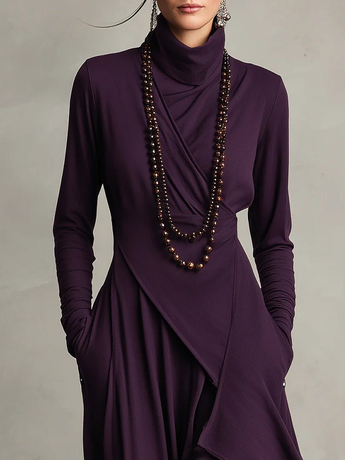 VIVIENNE | ASYMMETRICAL HIGH-NECK MAXI DRESS