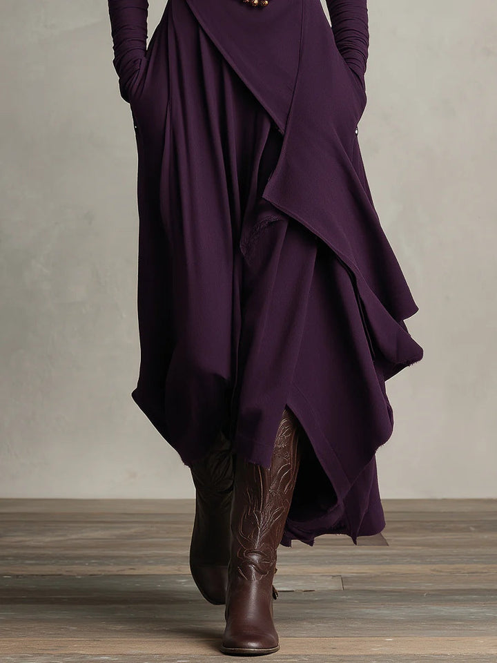 VIVIENNE | ASYMMETRICAL HIGH-NECK MAXI DRESS