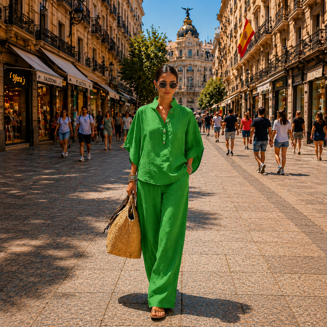 MARIEL | SET WITH BATWING SLEEVES AND WIDE TROUSERS
