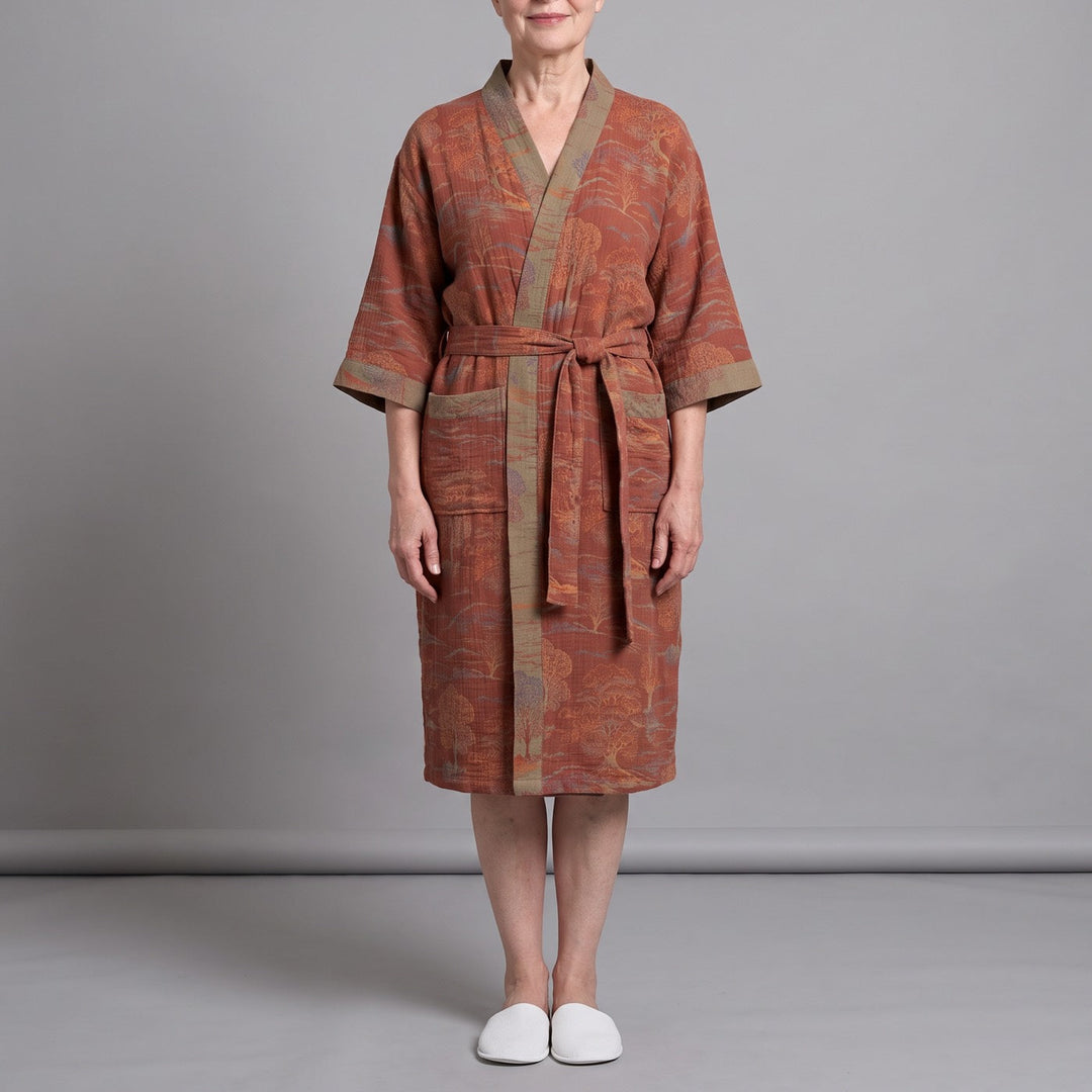 HONORIA | RUST SCENIC PRINT LOUNGE ROBE