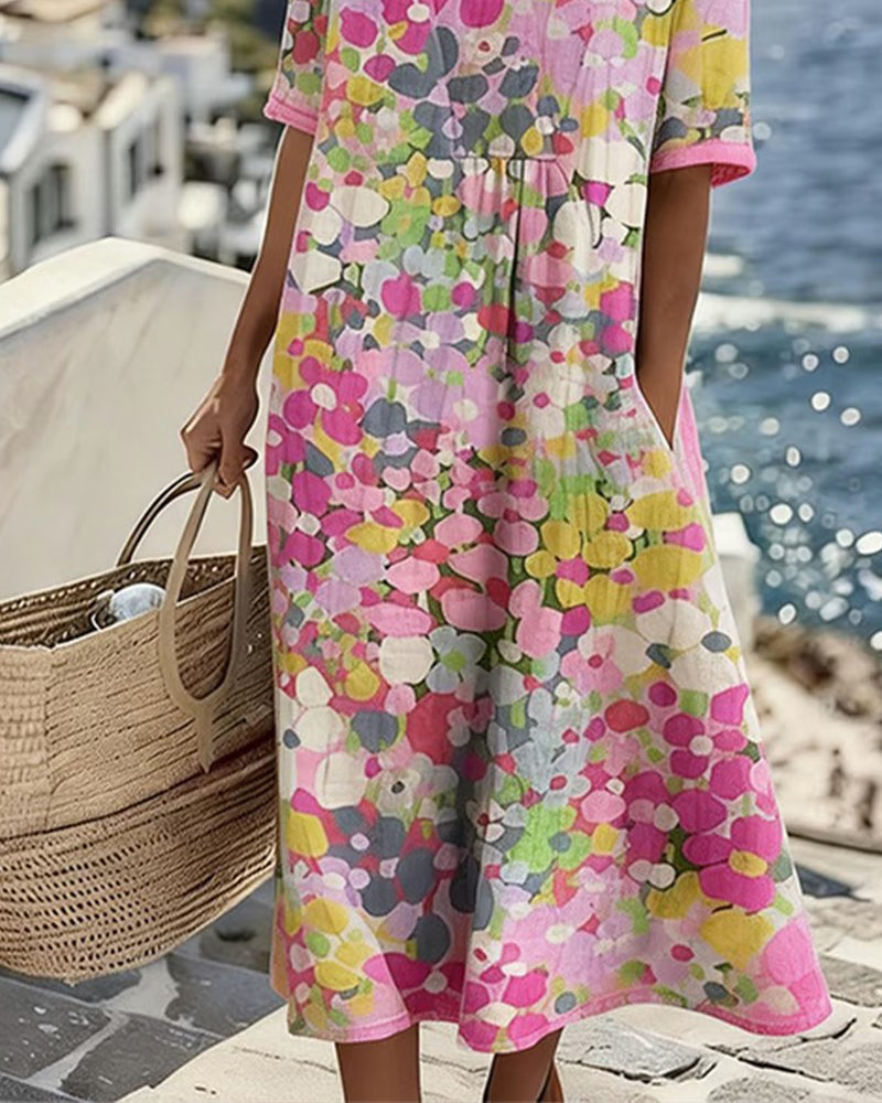 FLEURÉ | AIRY FLORAL PRINT MIDI DRESS
