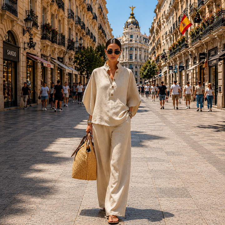 MARIEL | SET WITH BATWING SLEEVES AND WIDE TROUSERS