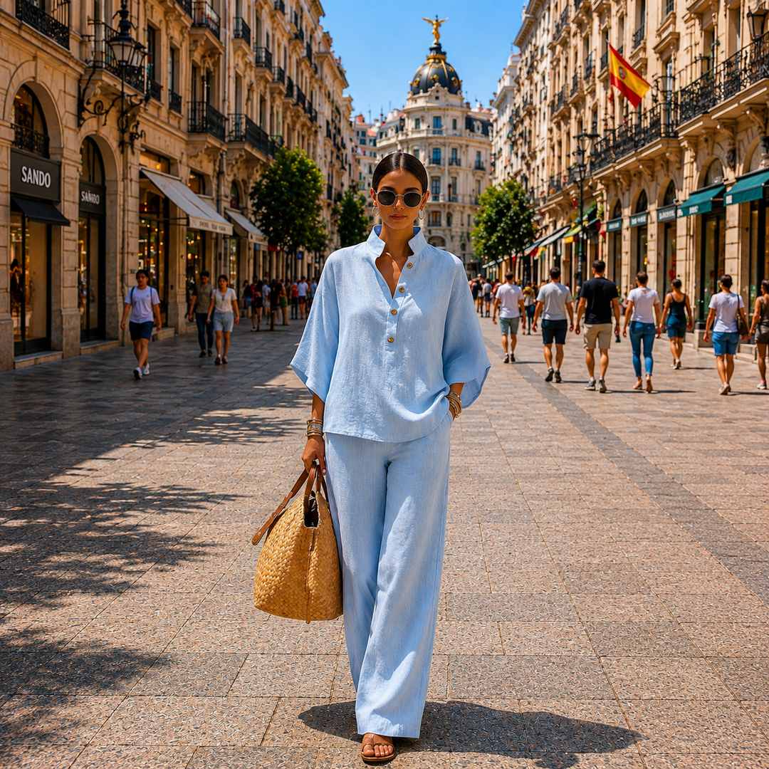 MARIEL | SET WITH BATWING SLEEVES AND WIDE TROUSERS