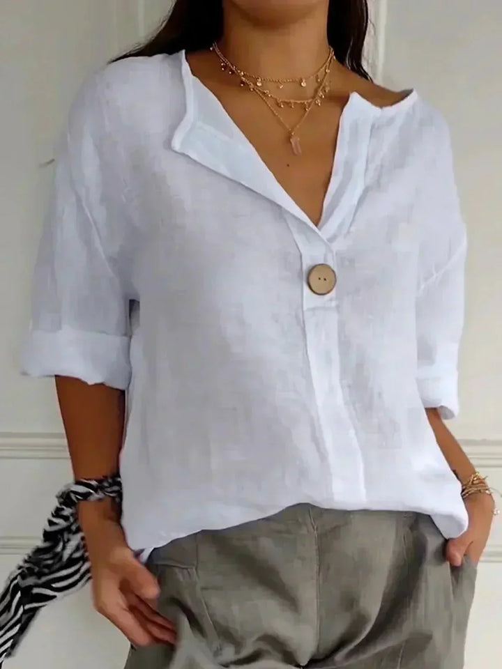 ROWENA | RELAXED LINEN V-NECK TOP