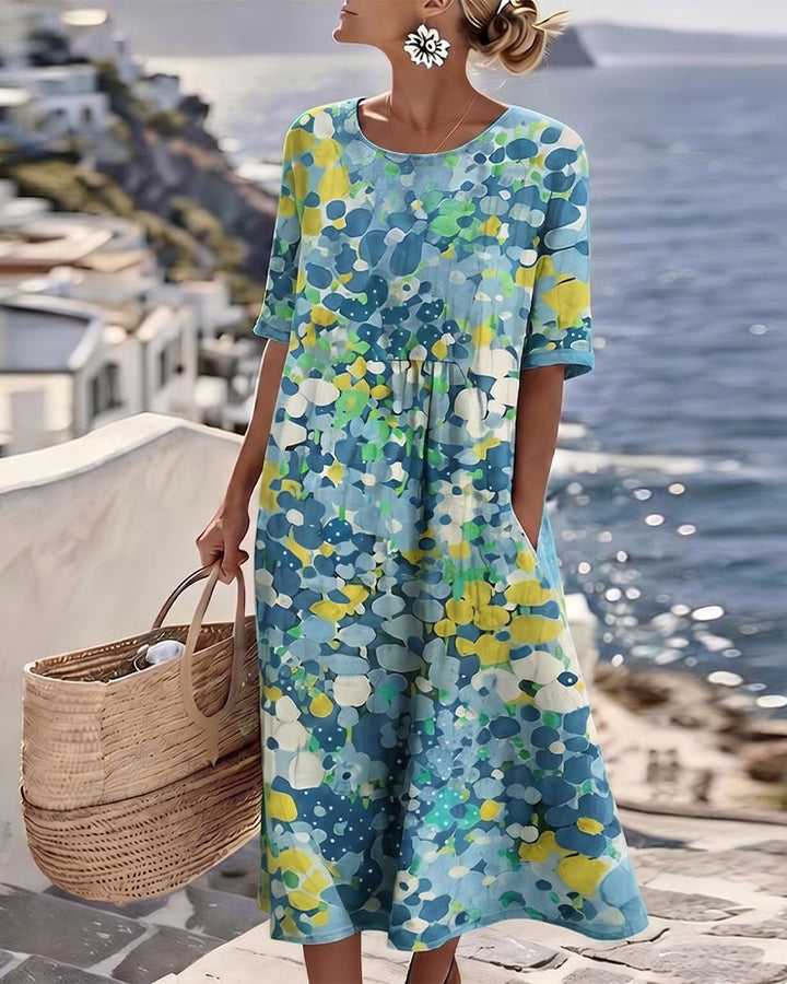 FLEURÉ | AIRY FLORAL PRINT MIDI DRESS