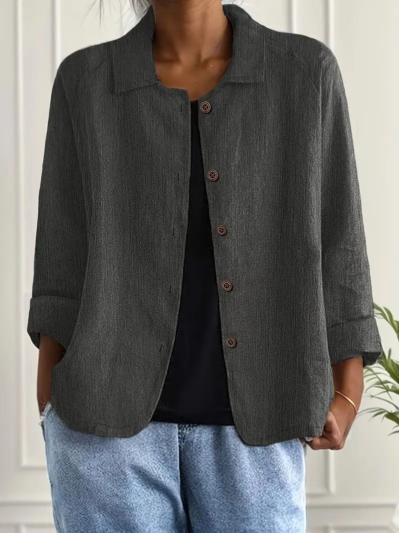ZELINA | CHARCOAL CRINKLE BLOUSE