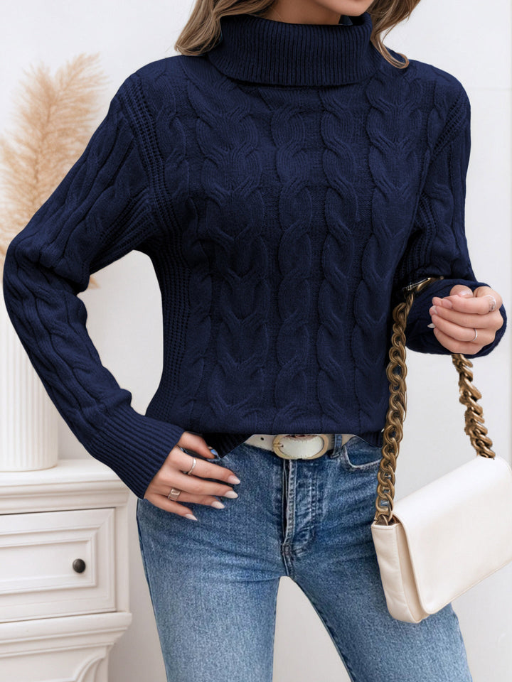 ROSE | CABLE KNIT TURTLENECK SWEATER