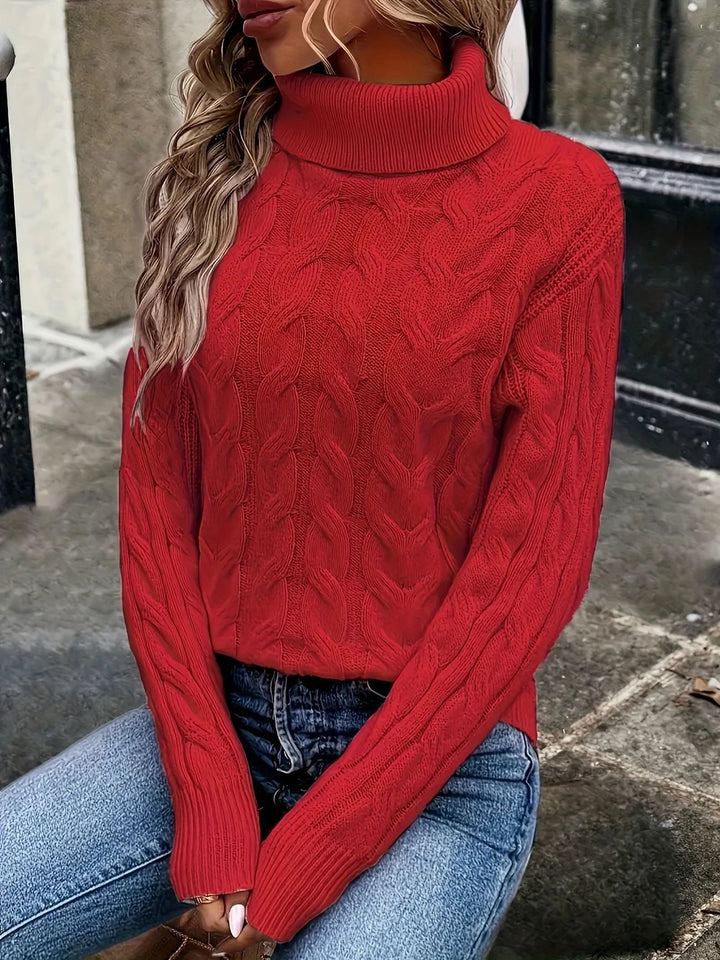 ROSE | CABLE KNIT TURTLENECK SWEATER