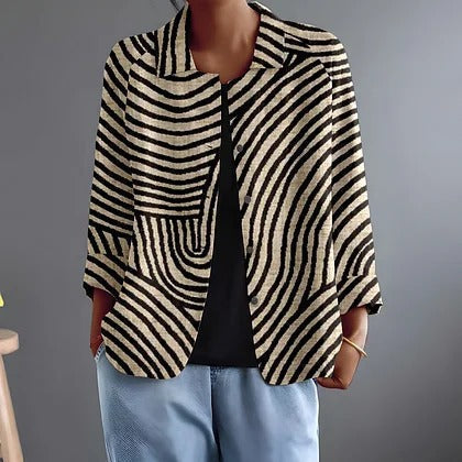 JONQUILLE | CURVED STRIPE BLOUSE