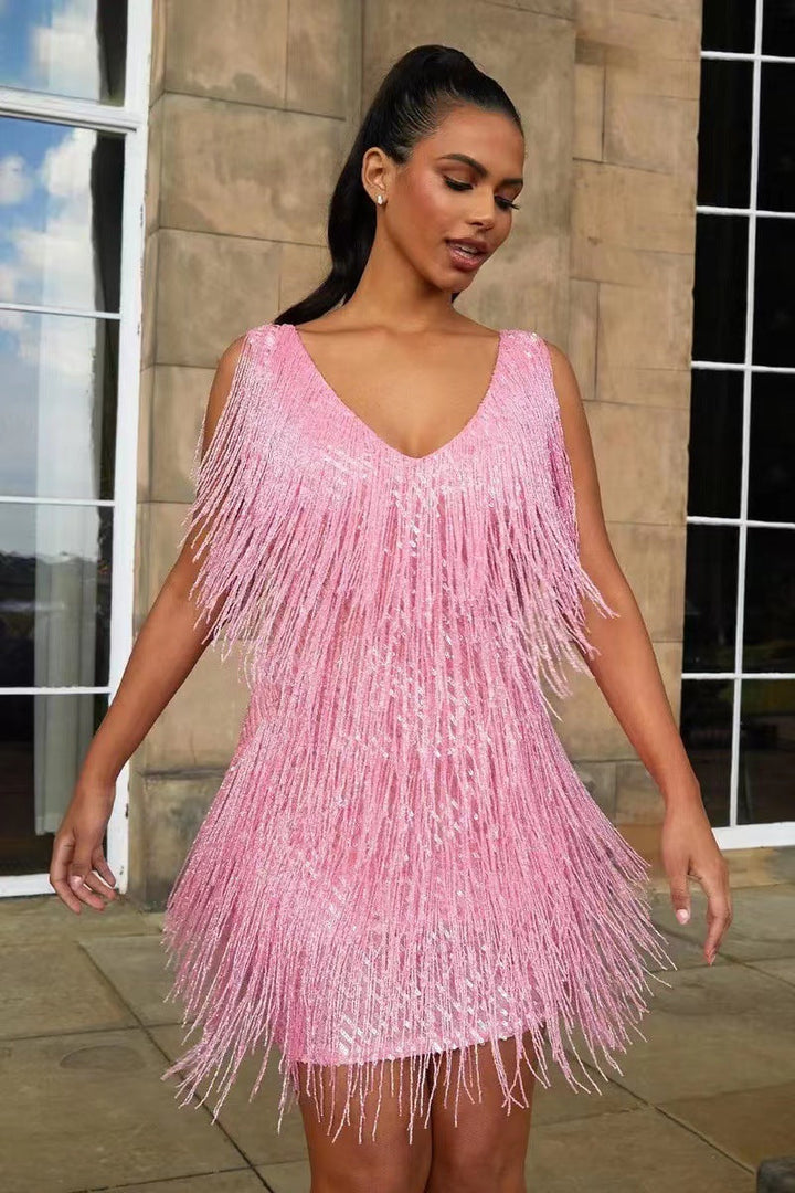 DELPHINE | ELEGANT FRINGE PARTY DRESS