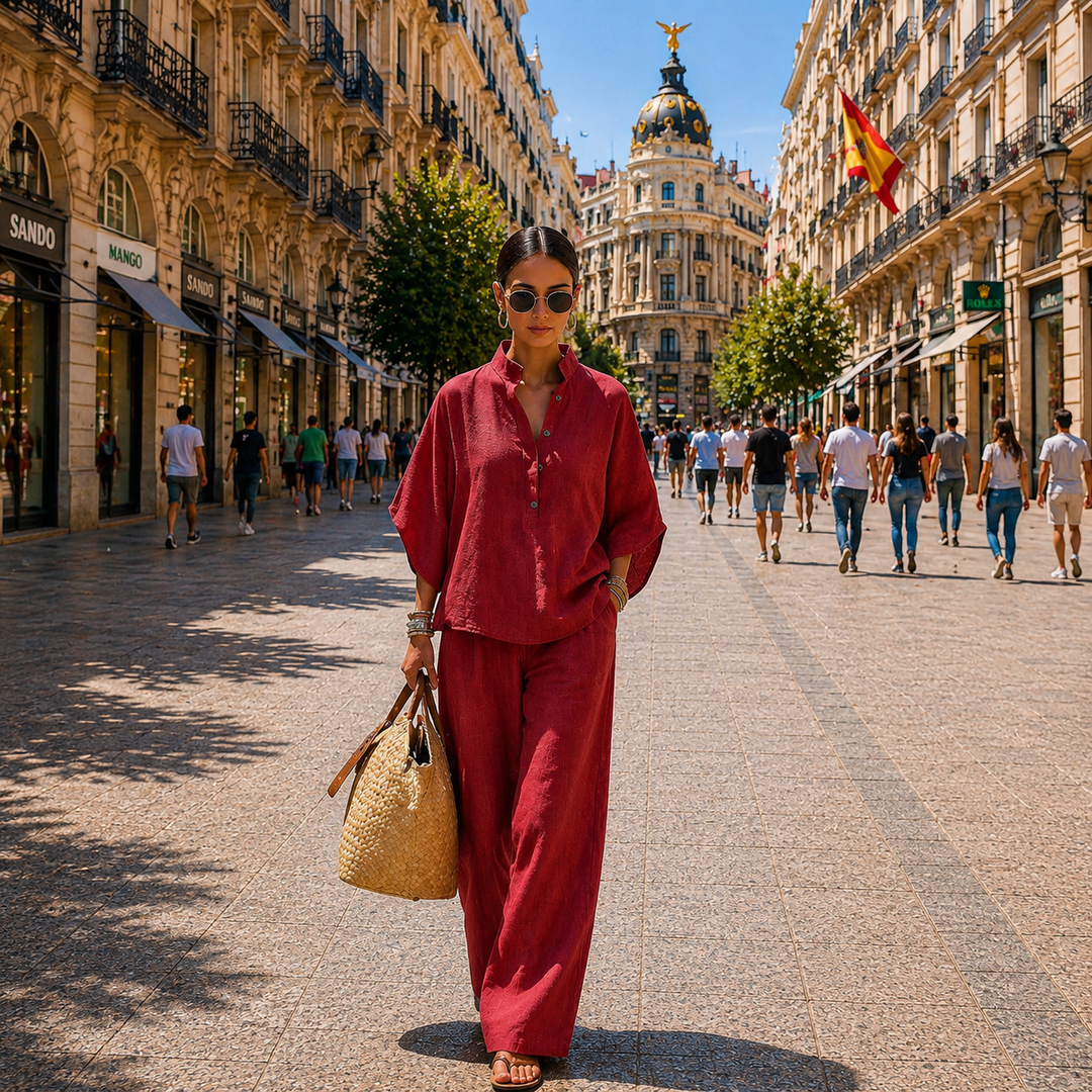 MARIEL | SET WITH BATWING SLEEVES AND WIDE TROUSERS
