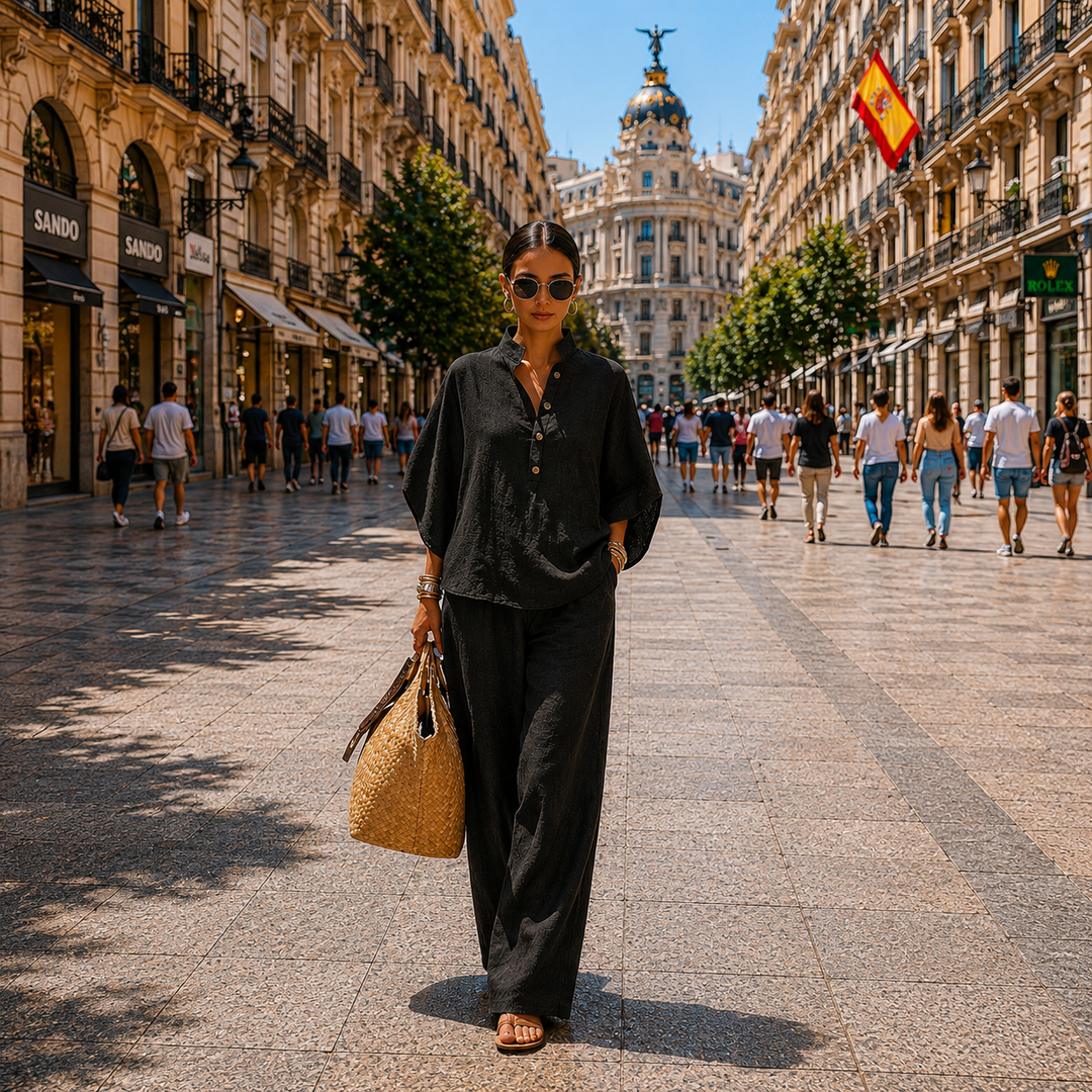 MARIEL | SET WITH BATWING SLEEVES AND WIDE TROUSERS