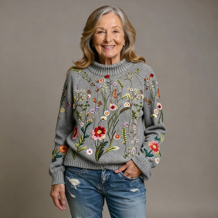 FREYA | CLASSIC VINTAGE FLORAL KNIT SWEATER