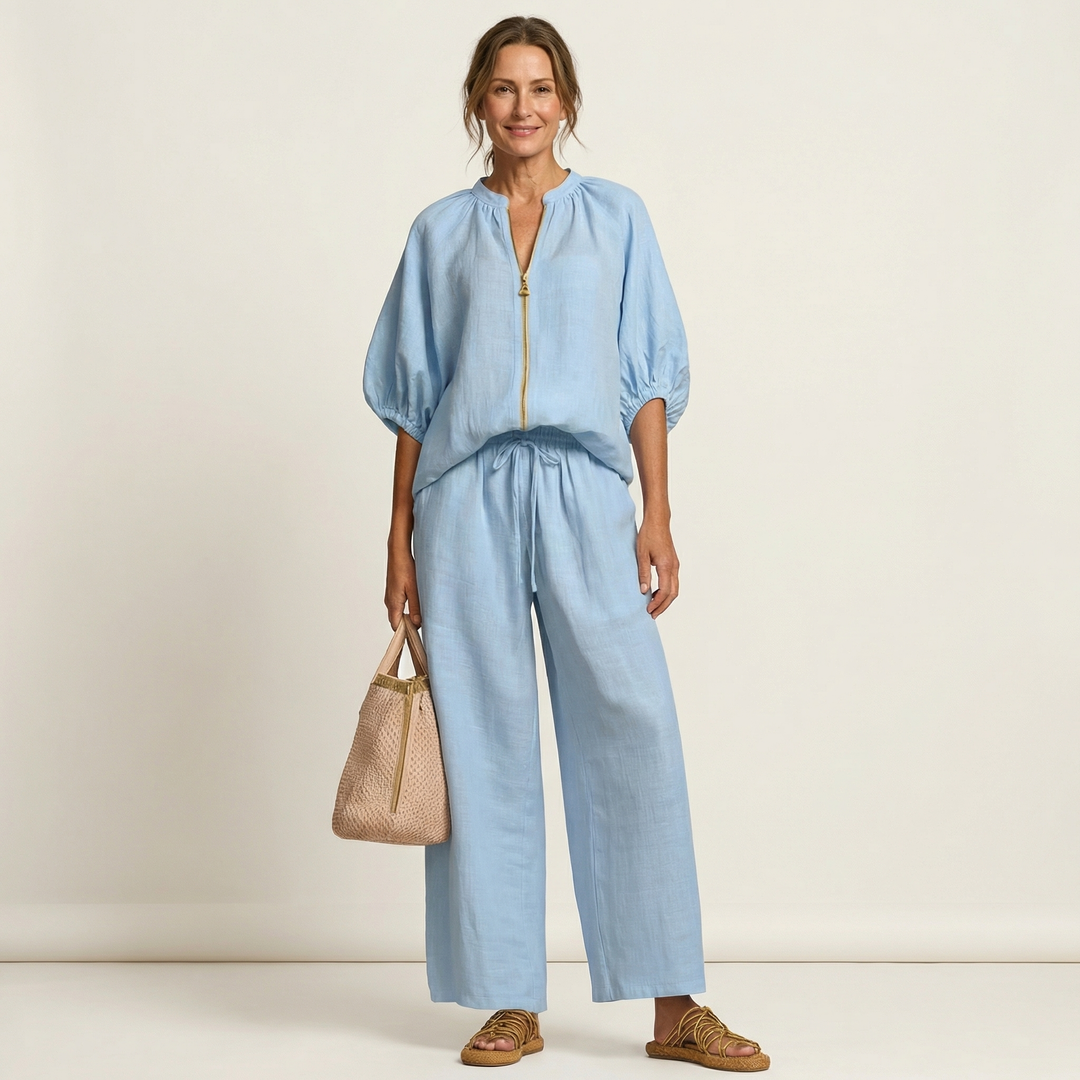 AURELIE | ZIPPER-FRONT PUFF SLEEVE SET
