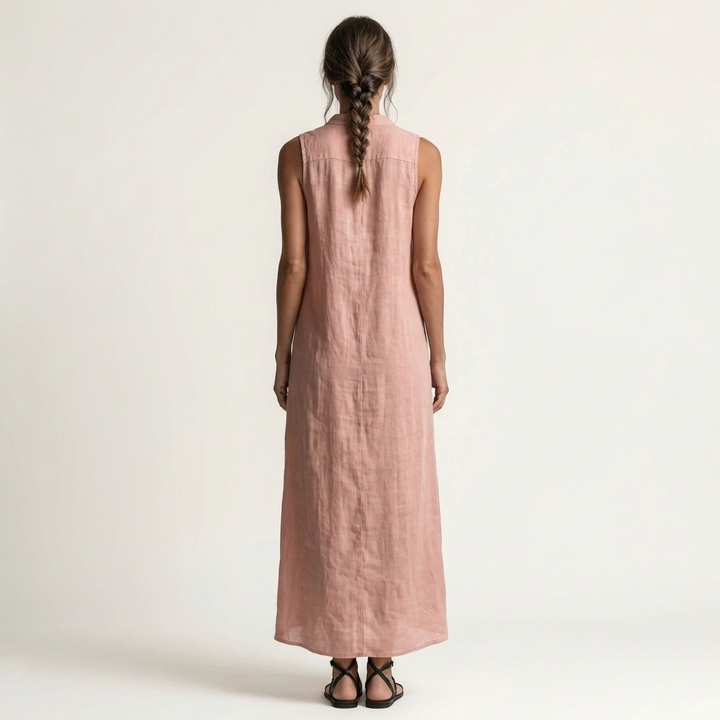 VALENTINA | HOODED BUTTON-FRONT SLEEVELESS MAXI DRESS