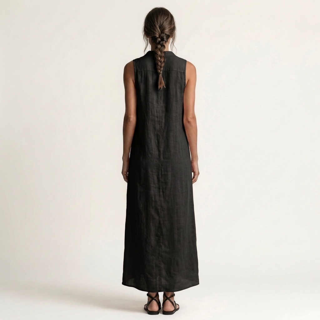 VALENTINA | HOODED BUTTON-FRONT SLEEVELESS MAXI DRESS