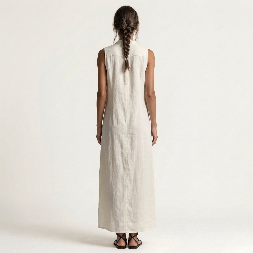 VALENTINA | HOODED BUTTON-FRONT SLEEVELESS MAXI DRESS