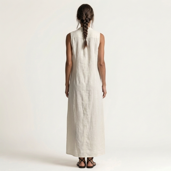 VALENTINA | HOODED BUTTON-FRONT SLEEVELESS MAXI DRESS