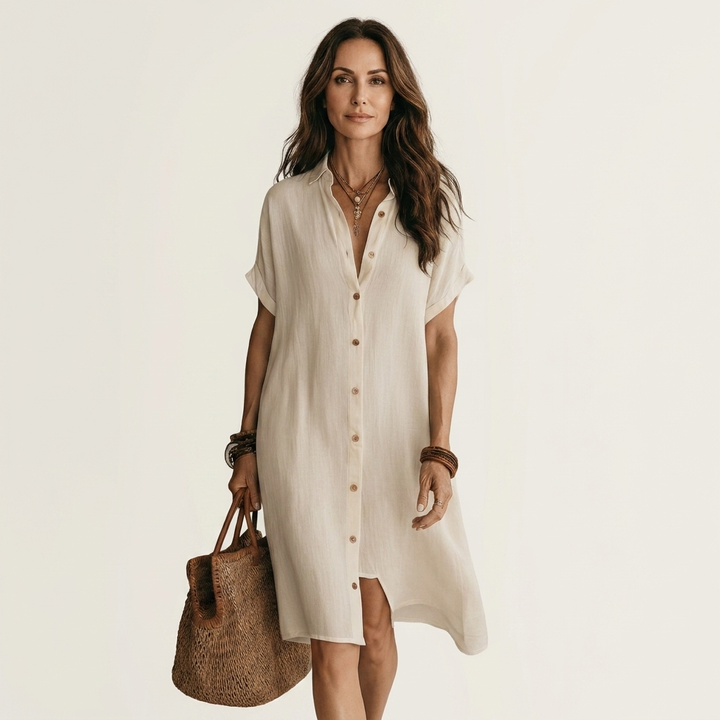 FLORENTINE | MIDI SHIRT DRESS WITH ROLLED CUFFS