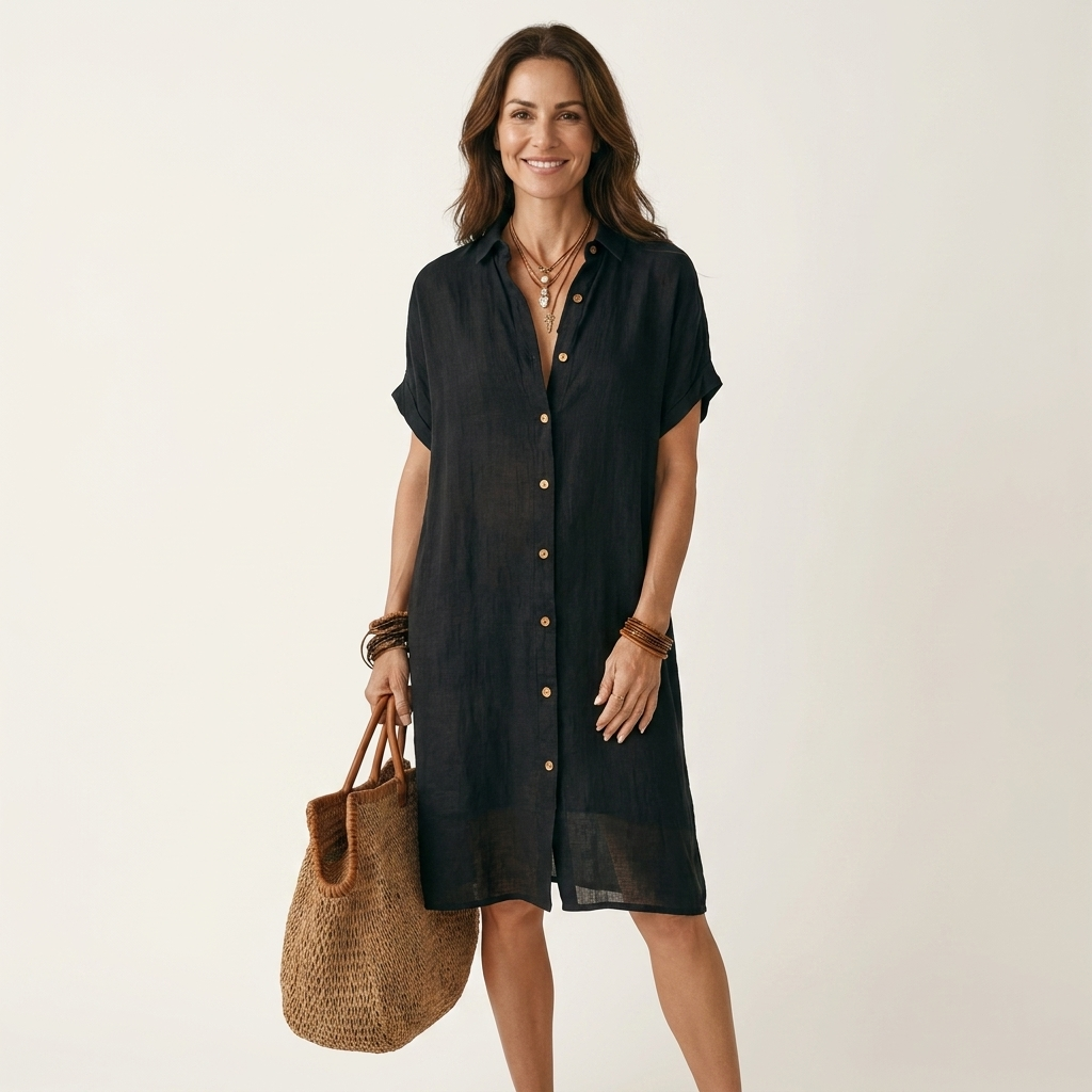 FLORENTINE | MIDI SHIRT DRESS WITH ROLLED CUFFS