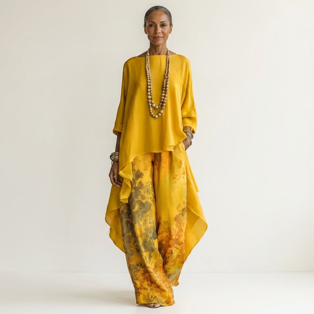 AVALYN | TWO-PIECE SET WITH ASYMMETRIC TUNIC