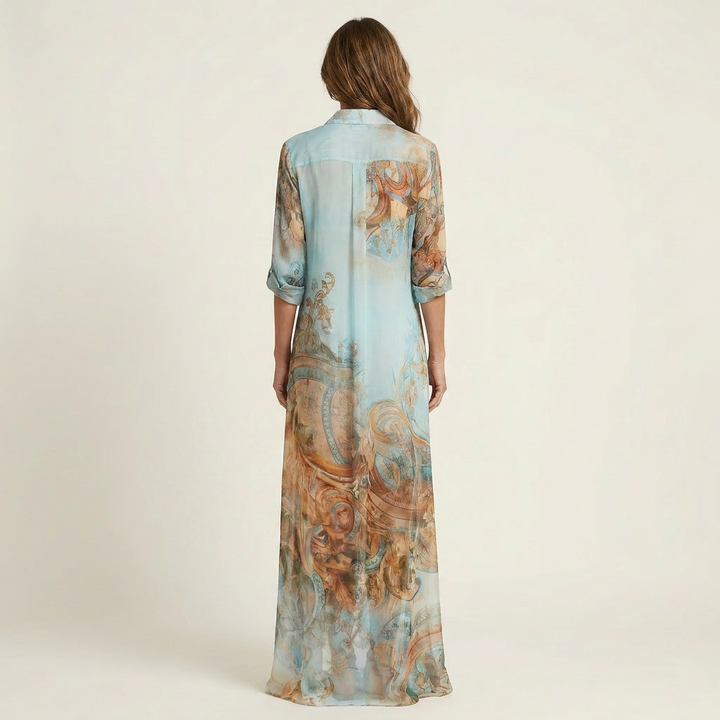 ELOWEN | SILK MAXI SHIRT DRESS